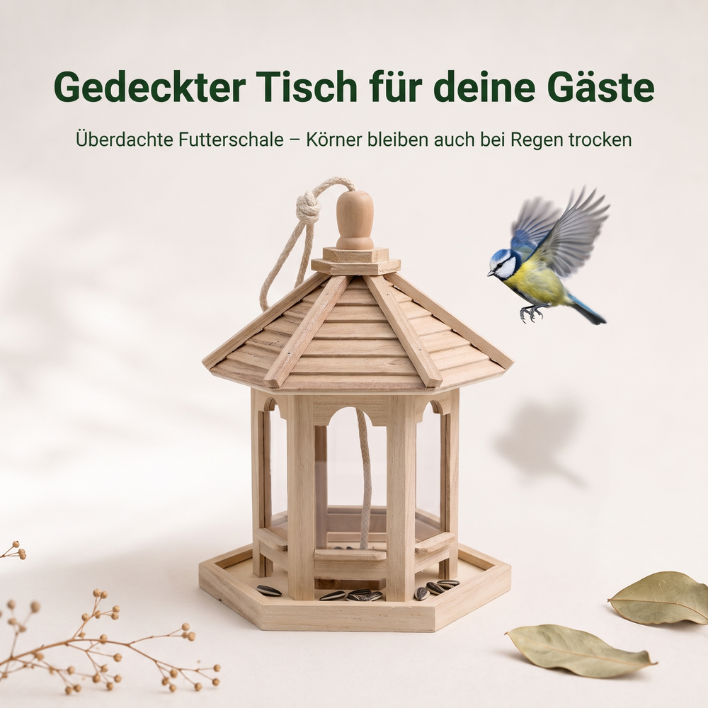 Futterstube – Hängendes Vogelfutterhaus