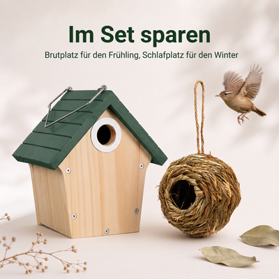 Nestbau-Duo – Zaunkönig-Lodge + Kuschelnest