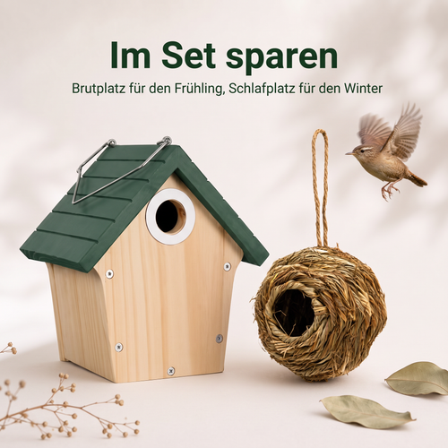 Nestbau-Duo – Zaunkönig-Lodge + Kuschelnest